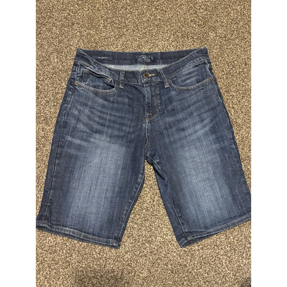 LUCKY Brand Bermuda Denim Shorts Women 8/29 Blue Dark Wash Mid Rise